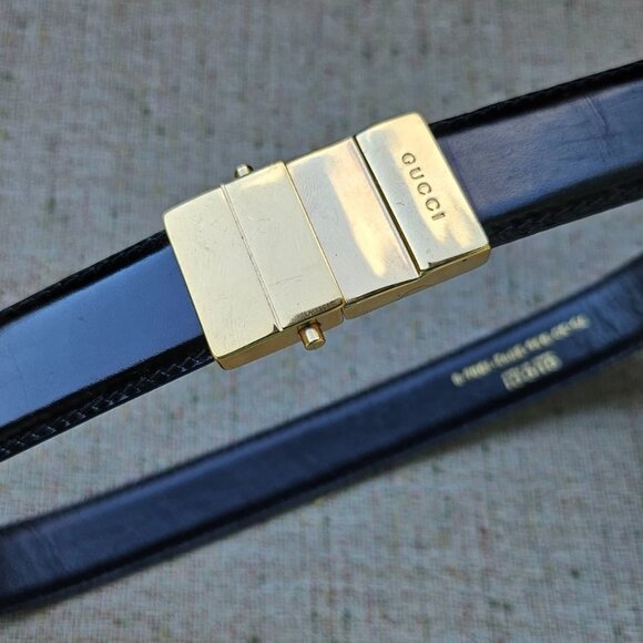 Vintage Gucci Ladies Belt Black Genuine Leather Waistband Size 25 Made in Italy - Picture 8 of 10